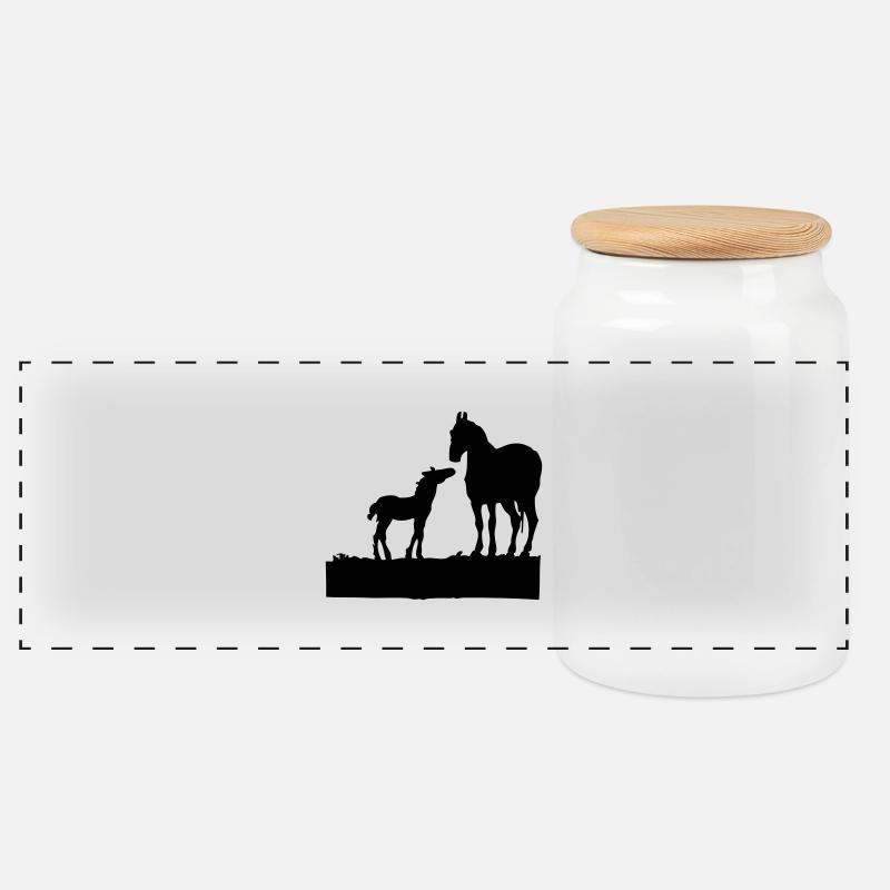 Pferd - Panorama Keksdose mit Holzdeckel - Weiß