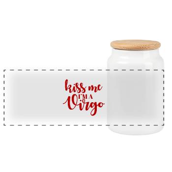 Sign of the Zodiac Virgo - Panoramic Cookie Jar with Wooden Lid - white - Front