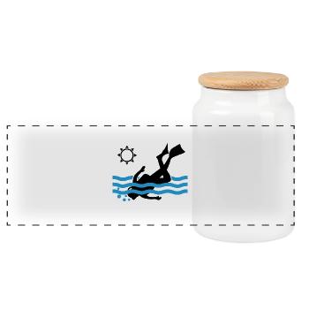 Plongeur - Boîte à biscuits avec couvercle en bois - blanc - Devant