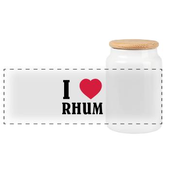 I Love Rhum - Boîte à biscuits avec couvercle en bois - blanc - Devant