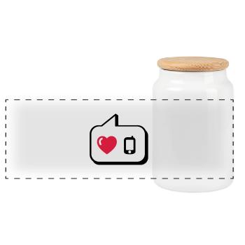 Ballon j'aime le téléphone - Boîte à biscuits avec couvercle en bois - blanc - Devant