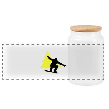 snowboarder trees - Panorama Keksdose mit Holzdeckel - Weiß - Vorne