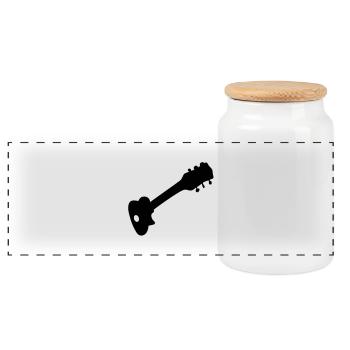 guitar - Panoramic Cookie Jar with Wooden Lid - white - Front