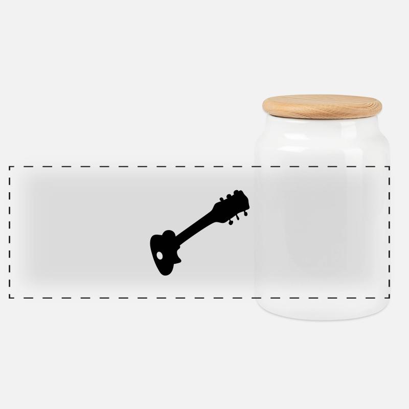 Gitarre - Panorama Keksdose mit Holzdeckel - Weiß