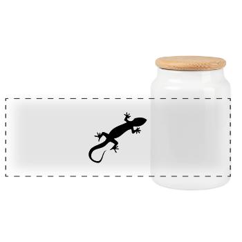 Gecko - Panorama Keksdose mit Holzdeckel - Weiß - Vorne
