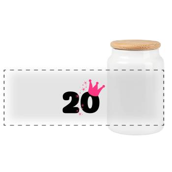 20ème anniversaire numéro 20 birthday - Boîte à biscuits avec couvercle en bois - blanc - Devant