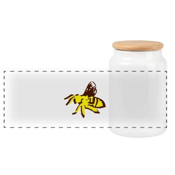 Honey Bee Insektenkunst -1 - Panorama Keksdose mit Holzdeckel - Weiß - Vorne