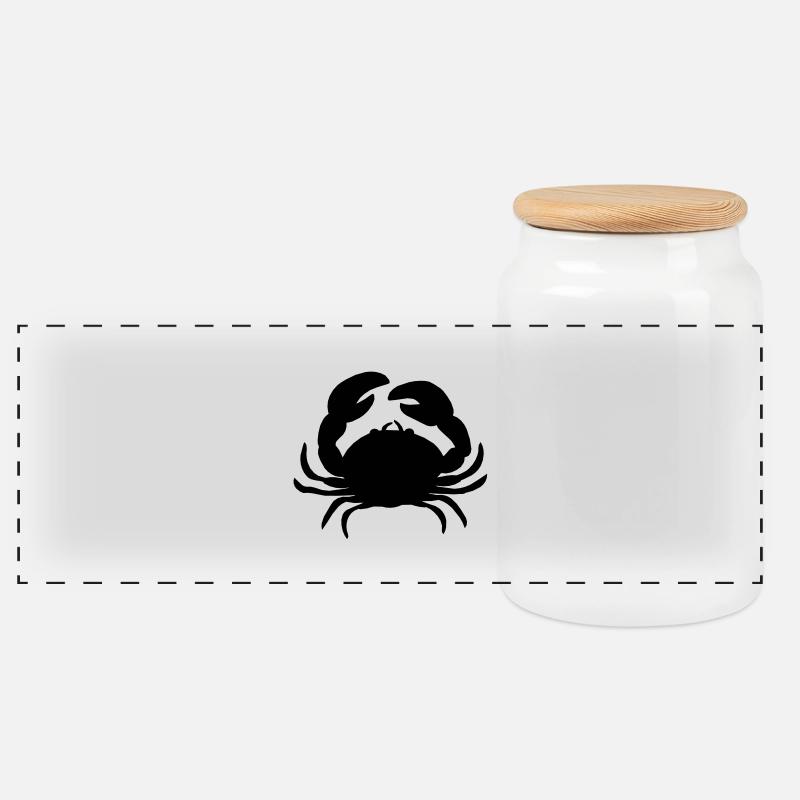 crab - Panorama Keksdose mit Holzdeckel - Weiß