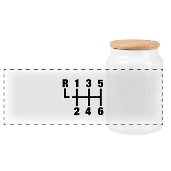 auto_gangschaltung__f1 - Panoramic Cookie Jar with Wooden Lid - white - Front