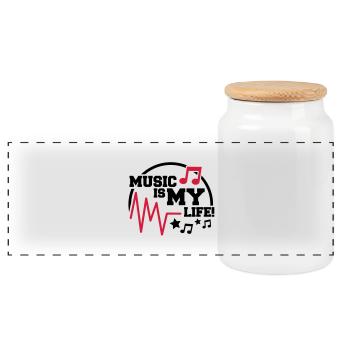 music_is_my_life_design_fa2 - Boîte à biscuits avec couvercle en bois - blanc - Devant
