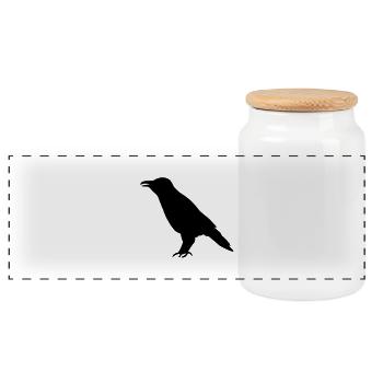 Crow - Panoramic Cookie Jar with Wooden Lid - white - Front