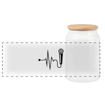mic__music_f1 - Boîte à biscuits avec couvercle en bois - blanc - Devant
