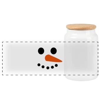 Schneemann Gesicht - Panorama Keksdose mit Holzdeckel - Weiß - Vorne