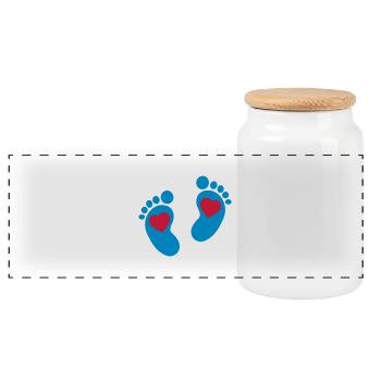 Bébé pieds - Boîte à biscuits avec couvercle en bois - blanc - Devant