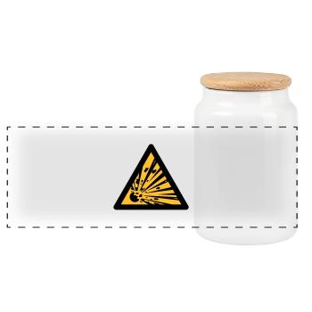 Gefahrensymbol - Sprengstoffe (2-farbig) - Panorama Keksdose mit Holzdeckel - Weiß - Vorne