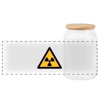 Hazard Symbol - Radioactivity (2-color) - Panoramic Cookie Jar with Wooden Lid - white - Front