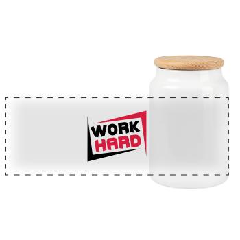 Work Hard - Panoramic Cookie Jar with Wooden Lid - white - Front
