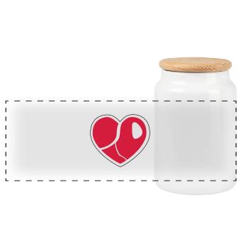 Steak Heart - Panorama Keksdose mit Holzdeckel - Weiß - Vorne