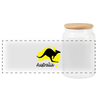 australia - Panoramic Cookie Jar with Wooden Lid - white - Front