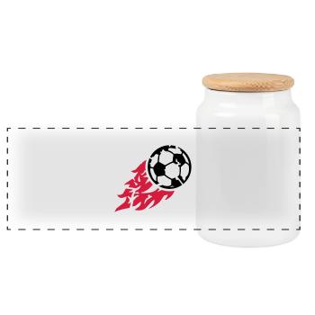fire_soccer_ball_bx2 - Panoramic Cookie Jar with Wooden Lid - white - Front