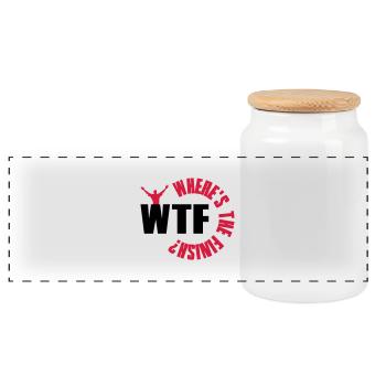 WTF? Where is the finish - Panorama Keksdose mit Holzdeckel - Weiß - Vorne