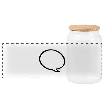 speech bubble - Panoramic Cookie Jar with Wooden Lid - white - Front