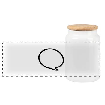 speech bubble - Panoramic Cookie Jar with Wooden Lid - white - Front