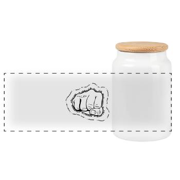 spreadshirt02_coupdepoing_by_amagraphik - Boîte à biscuits avec couvercle en bois - blanc - Devant