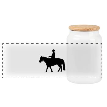 cowboy1 - Panoramic Cookie Jar with Wooden Lid - white - Front