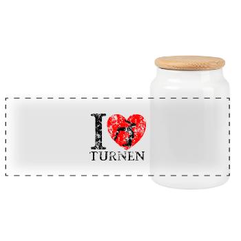 i love Turnen Kunstturnen Bodenturnen - Panorama Keksdose mit Holzdeckel - Weiß - Vorne