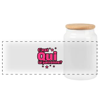 C'EST QUI LA PATRONNE? - Boîte à biscuits avec couvercle en bois - blanc - Devant