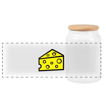 Käse - Panorama Keksdose mit Holzdeckel - Weiß - Vorne