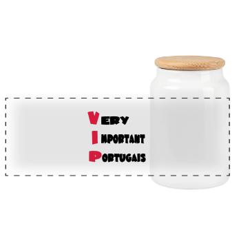 Very important _portugais - Panoramic Cookie Jar with Wooden Lid - white - Front