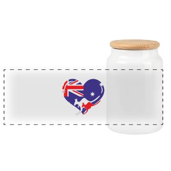 i love australia, australian heart - Panorama Keksdose mit Holzdeckel - Weiß - Vorne