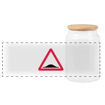Triangle panel back donkey 209 - Panoramic Cookie Jar with Wooden Lid - white - Front