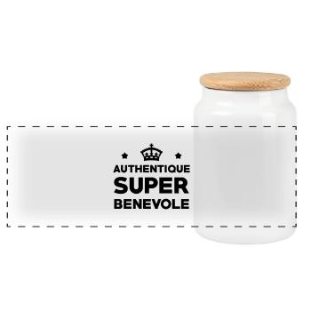 Bénévolat / Bénévole / Solidaire / Humanitaire - Boîte à biscuits avec couvercle en bois - blanc - Devant