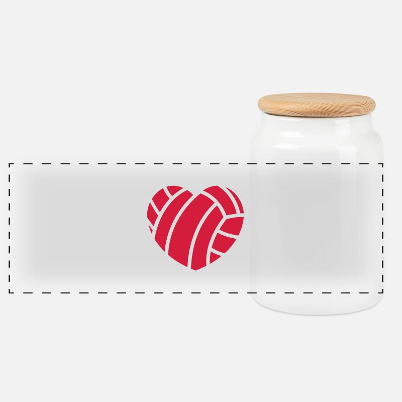 volleyball - Panorama Keksdose mit Holzdeckel - Weiß