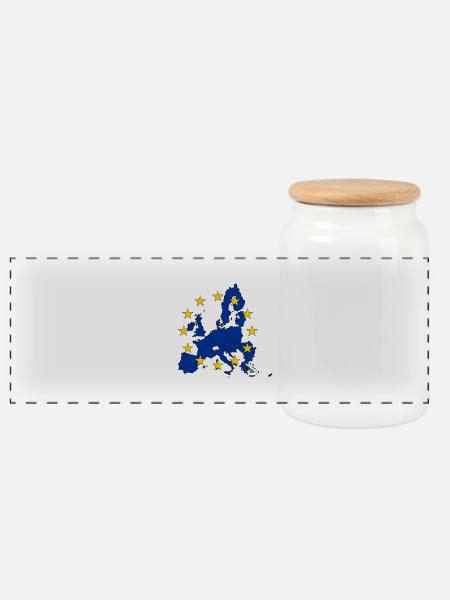 Europäische Union - Panorama Keksdose mit Holzdeckel - Weiß