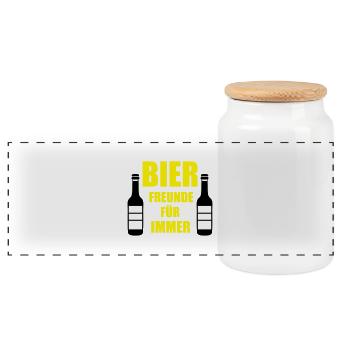 bier_freunde - Panorama Keksdose mit Holzdeckel - Weiß - Vorne