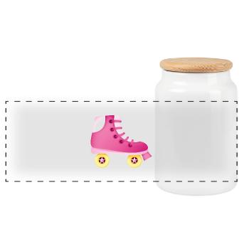 Smiley Roll Skate - Panorama Keksdose mit Holzdeckel - Weiß - Vorne