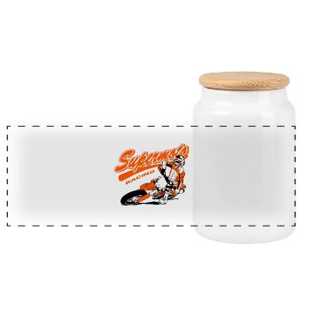 Supermoto Racing - Supermotard - Panoramic Cookie Jar with Wooden Lid - white - Front