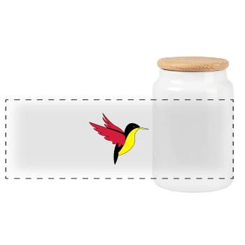 bird_02 - Boîte à biscuits avec couvercle en bois - blanc - Devant