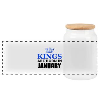 kings are born in january - Boîte à biscuits avec couvercle en bois - blanc - Devant