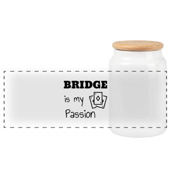 Bridge / Kartenspiel / Brettspiel / Whist - Panorama Keksdose mit Holzdeckel - Weiß - Vorne