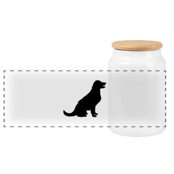 hund_silhouette_01 - Panoramic Cookie Jar with Wooden Lid - white - Front