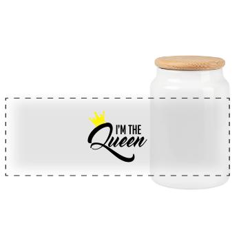 I'm the Queen - Panoramic Cookie Jar with Wooden Lid - white - Front