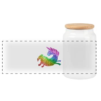 Paillettes arc-en-ciel de la Licorne - Boîte à biscuits avec couvercle en bois - blanc - Devant