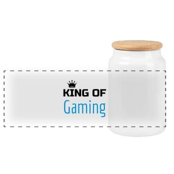 Gaming Gamer Video Game Player Geek - Panoramic Cookie Jar with Wooden Lid - white - Front