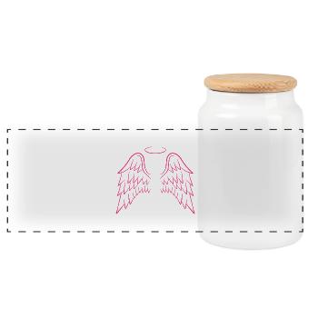 Ailes d'ange en rose - Boîte à biscuits avec couvercle en bois - blanc - Devant