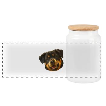 Rottweiler - Boîte à biscuits avec couvercle en bois - blanc - Devant